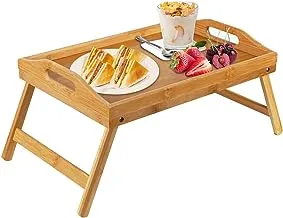 SHOWAY Bed Tray table with folding legs, and breakfast tray Bamboo bed table and bed tray with legs (50 x 30 cm)