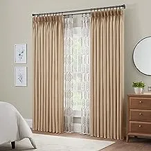 Waverly Serendipity 10 Pinch Pleat Light Filtering Rod Pocket Window Curtain for Living Room (1 Panel), 50 in x 63 in, Linen