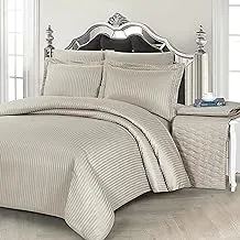 Unique Home Hotel Style Twin Comforter Bedding Set - 1 Twin Comforter, 1 Bedskirt (140x200+25+45cm with 100gsm Filling), Pillow Sham, Pillow Case - Stripe Fabric, Hotel Collection