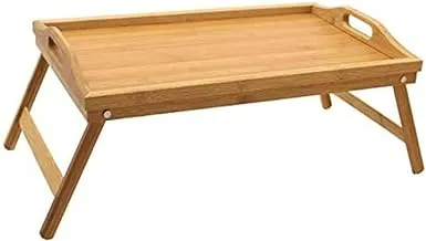 ECVV Food Serving Platter Wooden Tray Bamboo With Folding Legs Great For Kitchen, Hotels Bars, Coffee, Breakfast In Bed & Tea - Wooden Table - Laptop Desk Table – Computer Table (38 x 26 cm)