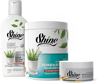 Experience the Power of Nature with Shine's Herbal Hair Care Set: Shampoo, Hair Mask, and Mask Serum for Gorgeous, Healthy Hair!