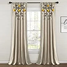 Lush Decor Boho Pom Pom Tassel Linen Window Curtain Panel (Single Panel), 84