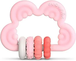 Suavinex Silicone Teether +6 Months. Step 3. Didactic Teether. Teething Ring. Cloud Design. Pink L3