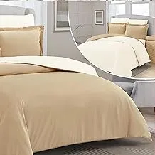 Ultra-Soft Twin 4-Piece Comforter Set - 1 Twin Comforter (Jacquard Piping), 1 Fitted Sheet (200x200+30cm with 100gsm Filling), 1 Pillow Sham, Pillow Case - Contrast of Solid Color, Reversible