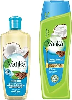 Vatika Naturals Coconut Enriched Hair Oil + Shampoo | Volume & Thickness Recipe for your Hair | Super Value Bundle Pack - 300 ml + 400 ml