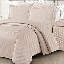 Unique Home Hotel Style Twin Comforter Bedding Set - 1 Twin Comforter, 1 Bedskirt (140x200+25+45cm with 100gsm Filling), Pillow Sham, Pillow Case - Stripe Fabric, Hotel Collection