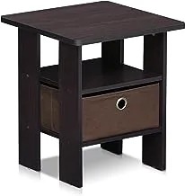 Furinno Andrey End Table/Side Table/Night Stand/Bedside Table with Bin Drawer, Dark Walnut, 1-Pack, Center Bin