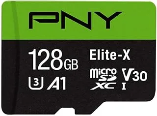 بطاقة ذاكرة PNY Elite-X Class 10 U3 V30 microSDXC سعة 128 جيجا بايت - 100 ميجابايت / ثانية ، الفئة 10 ، U3 ، V30 ، A1 ، 4K UHD ، Full HD ، UHS-I ، microSD