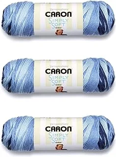 Caron Simply Soft Saturday Blue Jeans Ombre Yarn - 3 Pack of 141g/5oz - Acrylic - 4 Medium (Worsted) - 235 Yards - Knitting/Crochet