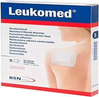 BSN Medical Leukomed ضمادة الجروح غير المنسوجة اللاصقة المعقمة مع ضمادة ، مقاس 8 سم × 10 سم