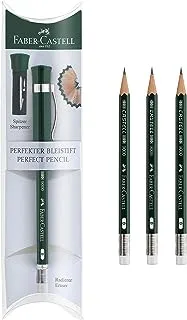 Faber-Castell Perfect Pencil Castell 9000 and 3 Count Refill - # 2 قلم رصاص ومبراة وموسع أقلام رصاص (عبوة من 1)