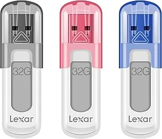 Lexar JumpDrive V100 32GB USB 3.0 Flash Drive, 3-Pack Gray, Pink, Blue (LJDV100032G-B3NNU)