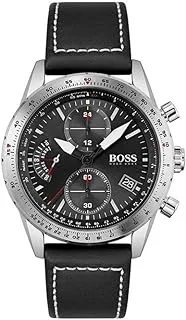 Boss Men's Stainless Steel Quartz Watch with Leather Strap, Black, 22 (Model: 1513853), black, Quartz Watch,Chronograph