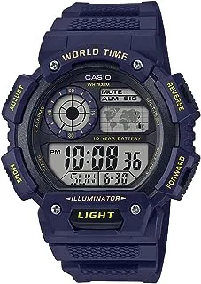 Casio Men's Classic 10 Year Battery Quartz Resin Strap, Blue, 26.88 Casual Watch (Model: AE-1400WH-2AVCF)