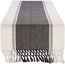 DII Dobby Stripe Woven Table Runner, 13x108, Black