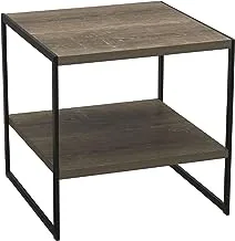 Household Essentials Square Wooden Side Table/End Table With Storage Shelf, Ashwood