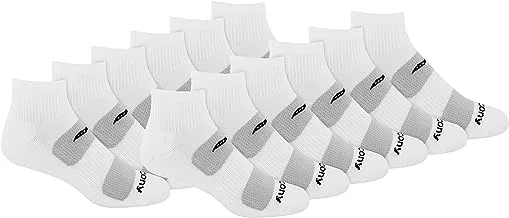 Saucony mens Multi-Pack Mesh Ventilating Comfort Fit Performance Quarter Socks (6 & 12 Pairs) Running Socks
