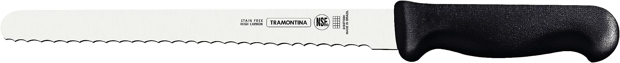 Tramontina Professional 10 Inches Serrated Slicer Knife for Cold Cuts with Stainless Steel Blade and Black Polypropylene Handle with Antimicrobial Protection