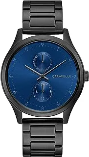 Caravelle by Bulova Men's min/Max Quartz Black Ion Plated Stainless Steel 24 Hour Subdial Watch, Deep Blue Dial Style: 45C116, Black, Chronograph