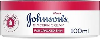 Johnson’s Glycerin Cream for Cracked Skin, 100ml, Enriched with Vitamin E, for Dry and Cracked Areas, Soothing and Repairing Formula, Helps to Relieve Cracked and Dry Skin in Just One Application