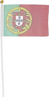 علم البرتغال مع سارية من ليدر سبورت، مقاس 10 سم × 15 سم، متعدد الألوان
