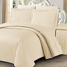 يونيك هوم هوتيل ستايل توأم طقم ملاءة سرير - 1 لحاف مزدوج ، 1 مفرش سرير (140 × 200 + 25 + 45 سم مع حشوة 100 جم / م 2) ، غطاء وسادة ، كيس وسادة - قماش مقلم ، مجموعة الفنادق