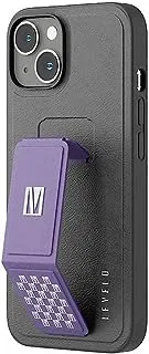 Levelo Morphix Gripstand PU Leather Case for iPhone 14, Deep Purple
