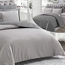 Ultra-Soft King 6-Piece Comforter Set - 1 King Comforter (Jacquard Piping), 1 Fitted Sheet (200x200+30cm with 100gsm Filling), 2 Pillow Shams, 2 Pillow Cases - Contrast of Solid Color, Reversible