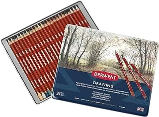 Derwent Colored Drawing Pencils, Metal Tin, 24 Count (0700672)