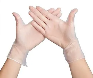 ECVV Disposable Transparent Vinyl Gloves, Non-sterile, Food Safe, Latex Free, Latex Free, Virus Protection, Protective Gloves, Premium Quality for Everyday Use (Box of 100 Gloves) (Medium)