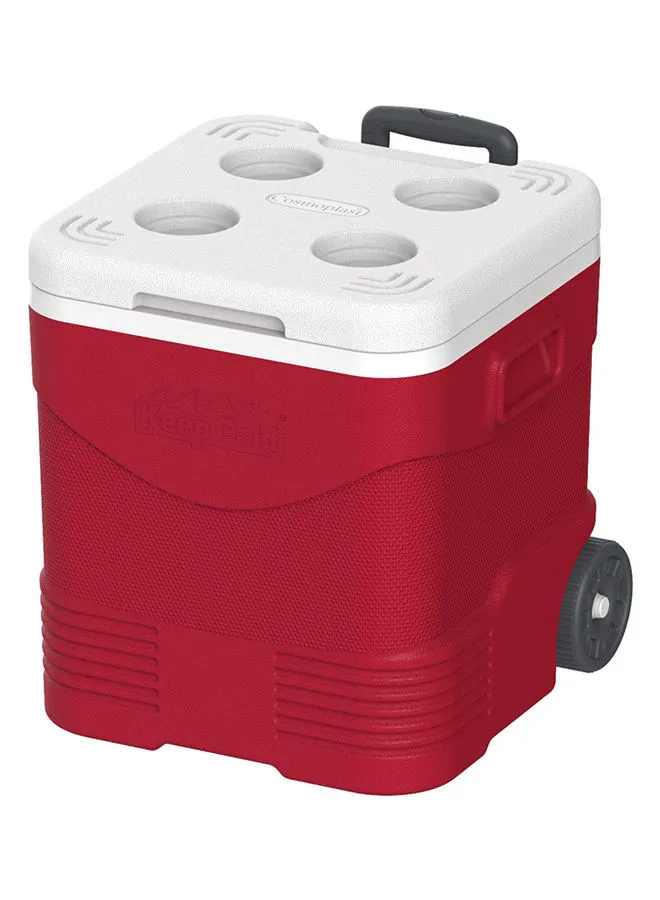 Cosmoplast 30L KeepCold Trolley Icebox with Wheels Red/White 30Liters