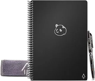 Rocketbook Panda Planner - Reusable Daily, Weekly, Monthly, Planner with 1 Pilot Frixion Pen & 1 Microfiber Cloth Included - Black Cover, Letter Size (8.5