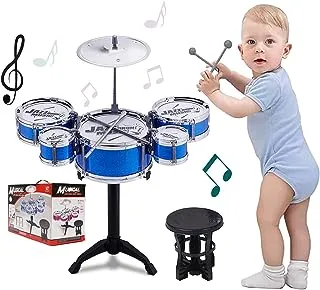 Kids Drum Set Toddler Instrument Set Educational Percussion Stimulating Children’s Creativity Drum Set for Kids Boys and Girls Blue