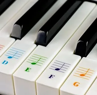 ملصقات لوحة مفاتيح البيانو ECVV للمبتدئين 88/76/61/54/49/37 مفتاح شفاف وقابل للإزالة ملصقات بيانو ملونة بأحرف كبيرة ملصقات مفاتيح البيانو مثالية للأطفال