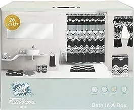 Fashion home Bath In a Box, 26 Pieces, Wave Black/White