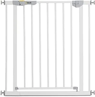 Hauck Safety Gate for Doors and Stairs Autoclose N Stop 2 / Pressure Fit/Self-Closing / 75-80 cm Large/Extendable with Separate Extensions/Metal/White