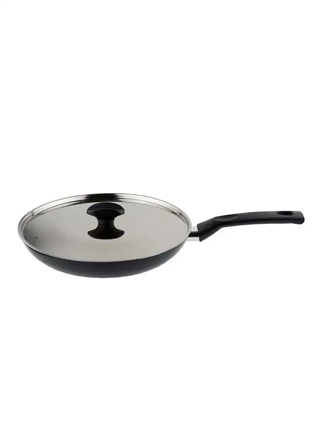 Alsaif Vetro Fry Pan Non Stick With Stainless Steel Lid 26 Cm  Black K797005/2/26Bk