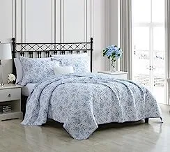 Laura Ashley Home - King Quilt Set, Reversible Cotton Bedding with Matching Shams, Lightweight Home Decor for All Seasons (Walled Garden Blue, King)