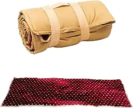Qutoob Traditional Arabic Picnic and Camping Carpet with Carry Strap, Foldable Mattress for Trips, Portable Mat Perfect Camping, Park, Beach, Rocks, Desert, Hiking, Outdoor Indoor Red 9090-RD