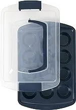 Wilton Non-Stick Diamond-Infused Navy Blue Muffin and Cupcake Pan, 12-Cup
