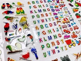 ECVV 24 Sheets 3D Puffy Stickers for Kids & Toddlers Variety Pack Cute Resuable Sticker for Boys Girls Puffy Small Stickers Sheets Including Animals, Letters, Numbers, Dinosaurs, Cars and More