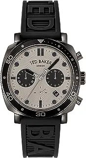 Ted Baker Caine Black Silicone Strap Watch (Model: BKPCNF2049I), Black, 44mm Caine Chrono Silicone Strap Watch