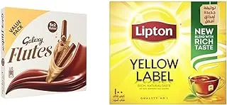 Galaxy Flutes Chocolate 22.5 gx 5 pcs +Lipton Yellow Label Black Tea, 100 Bags