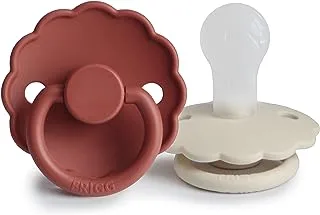 FRIGG Daisy SilkySoft Silicone Baby Pacifier | Made in Denmark | BPA-Free (Baked Clay/Cream, 0-6 Months)