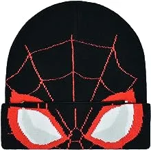 Concept One للجنسين الكبار Marvel Spider-man Miles Morales Roll Down Cuff Cuff Hat قبعة شتوية محبوكة قبعة جمجمة شتوية قبعة صغيرة