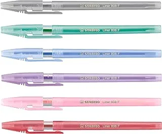 قلم حبر جاف ستابيلو لاينر 808 مكون من 6 أقلام ملونة