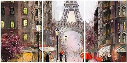 Markat S3TC4060-0217 Three Panels Canvas Paintings of Paris Eiffel Tower Decoration, 40 cm x 60 cm Size