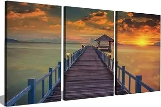 Markat S3TC5070-0252 Three Panels Canvas Paintings of Sunset and Sea for Decoration, 50 cm x 70 cm Size