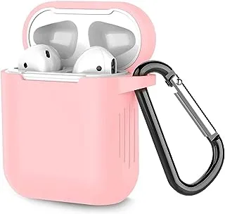 Full-Body Protective Airpod Case for Airpod 2/1, Colorful Airpods Cover Design, AirPod Case with Keychain for Girl Boys, Fashion Silicone Protective Case for AirPods 2&1 Case,Light pink