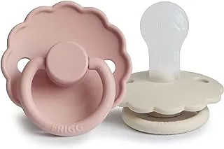 FRIGG Daisy SilkySoft Silicone Baby Pacifier | Made in Denmark | BPA-Free (Blush/Cream, 0-6 Months)